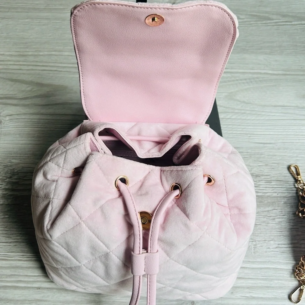 🎀 Luxe Quilted Velet Plush Backpack With Matching Mini Juicy Couture NWT